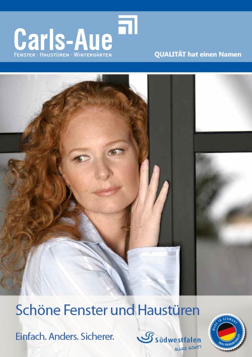 Moderne Fensterlösungen der Marke Carls Aue bei Bahles in Linz Titelbild Katalog Fenster Carls Aue